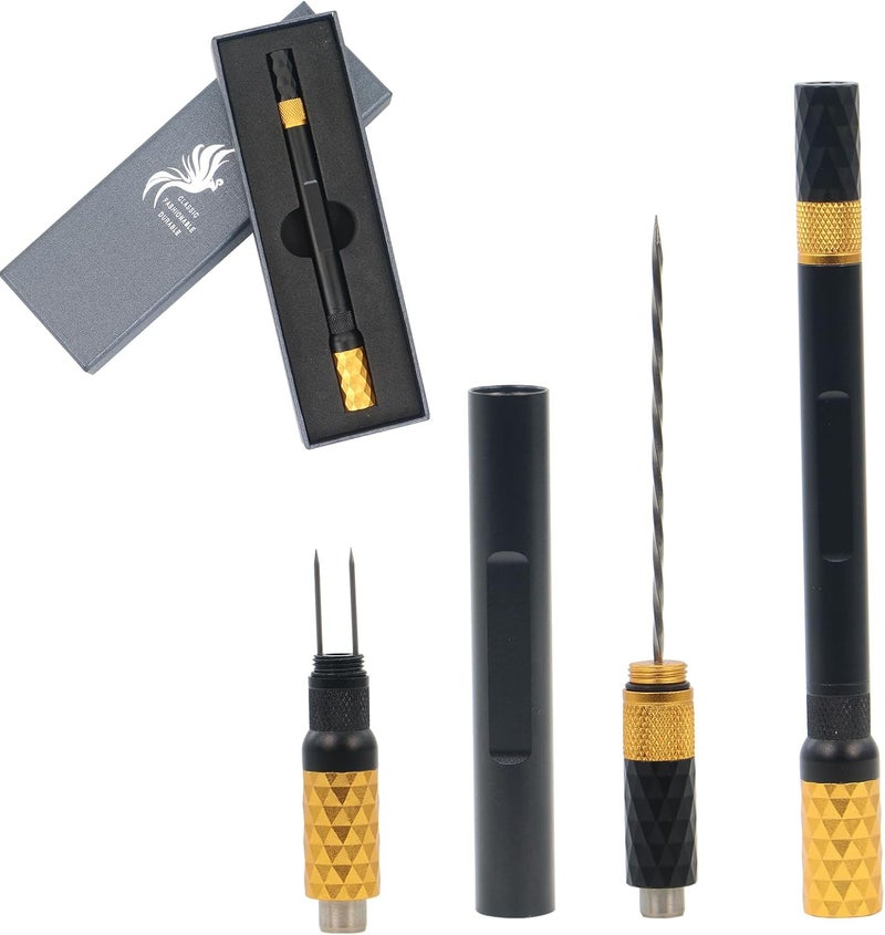 CaLeQi Cigar Punch Cigar Draw Enhancer and Cigar Nubber 4 in 1 The Cigar Punch for All Cigars is a Practical and Essential Cigar Accessories for Cigar Lovers Great Gift for a Man （Black Gold） - Image 1